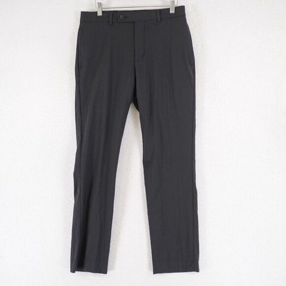 Calvin Klein Dress‎ Pants Black Wool Low Rise Flat Front 30/30 Lined Partially - Picture 1 of 5